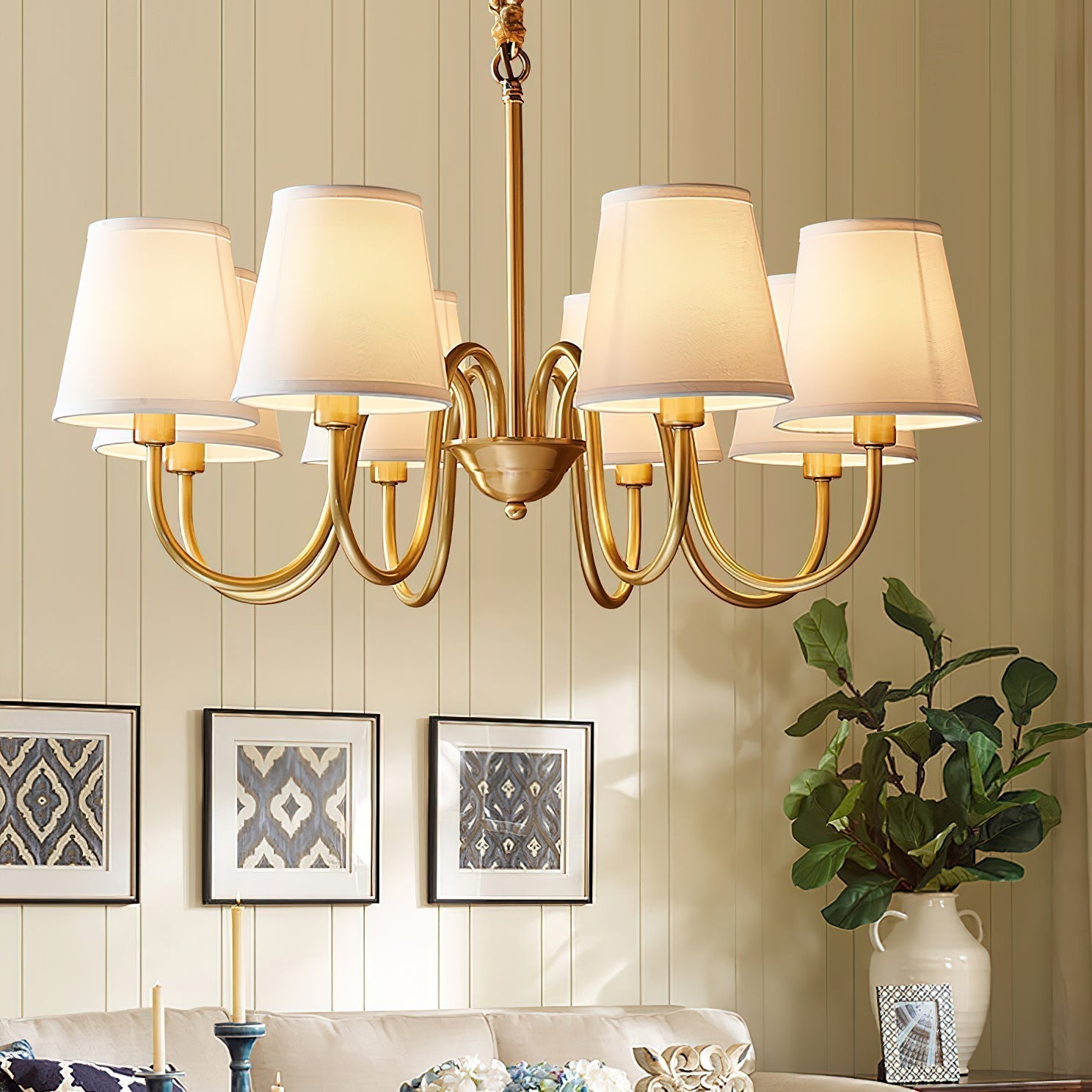 Aged Traditional Stacey Fabric Chandelier | ventumra