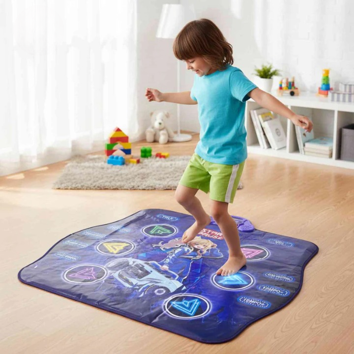 מזרן ריקוד אקטיבי לילדים — מוזיקה, תאורת LED, 4 משחקים ו-6 רמות