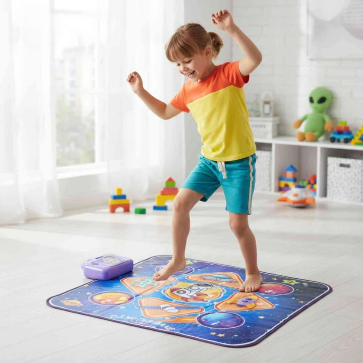 מזרן ריקוד אקטיבי לילדים — מוזיקה, תאורת LED, 4 משחקים ו-6 רמות