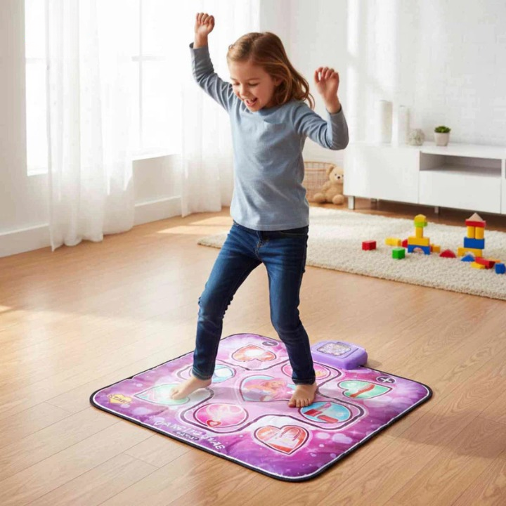 מזרן ריקוד אקטיבי לילדים — מוזיקה, תאורת LED, 4 משחקים ו-6 רמות