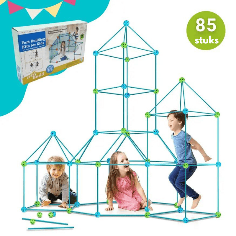 DreamCrest Builder creatieve bouwset — fortstructuren en gebogen tunnels, 85-delig