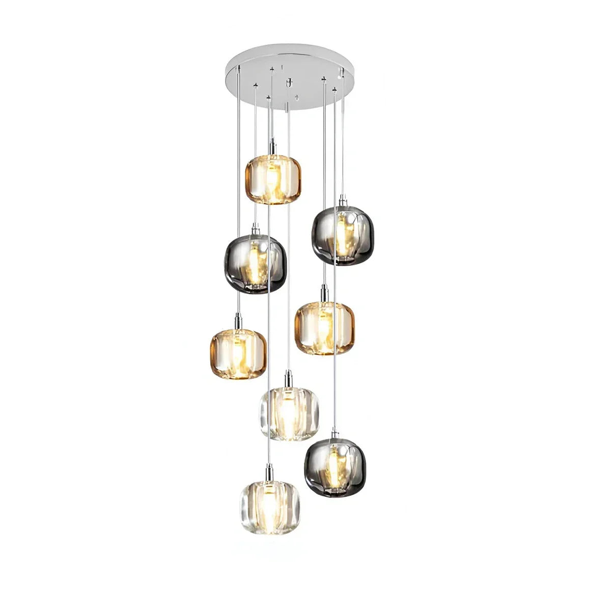 Multicolor Glass Pendant Light Fixture With Layered Lighting | Ventumra