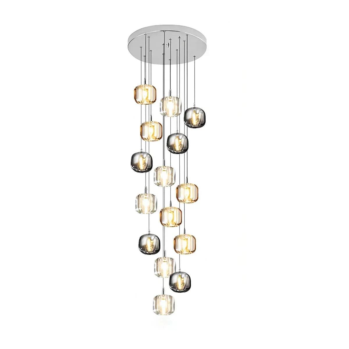 Multicolor Glass Pendant Light Fixture With Layered Lighting | Ventumra