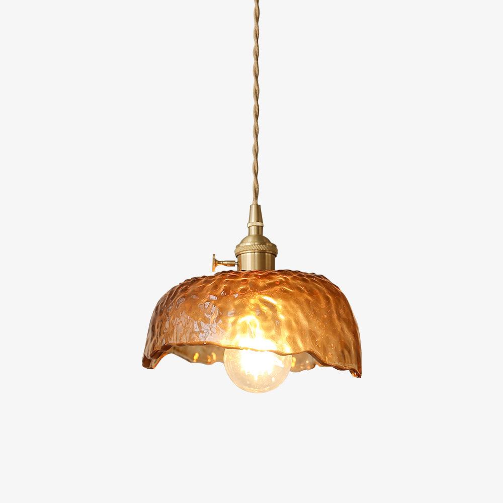 Aurex Glass Pendant Light in Vintage Brown with Gold Accents