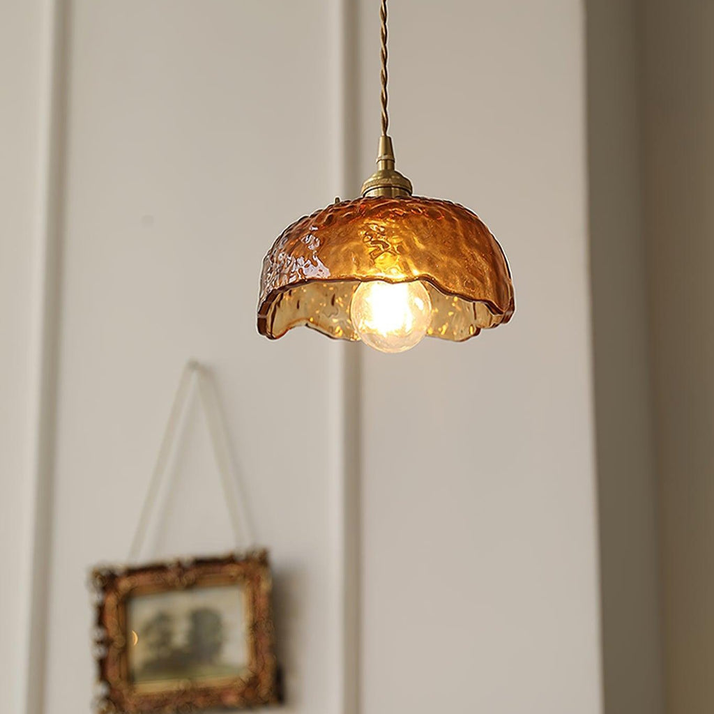 Aurex Glass Pendant Light in Vintage Brown with Gold Accents