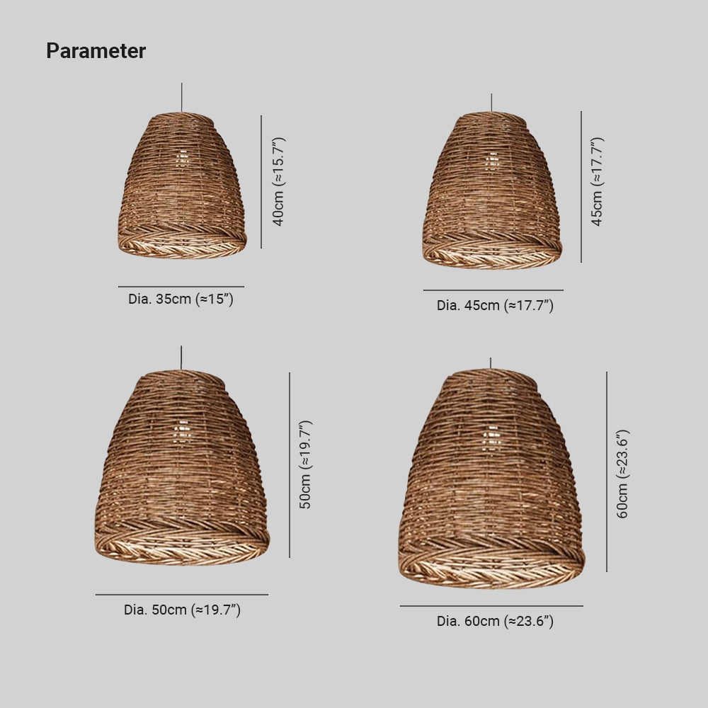 Muto Vintage Rustic LED Pendant Light Rattan Living Room Bedroom | ventumra