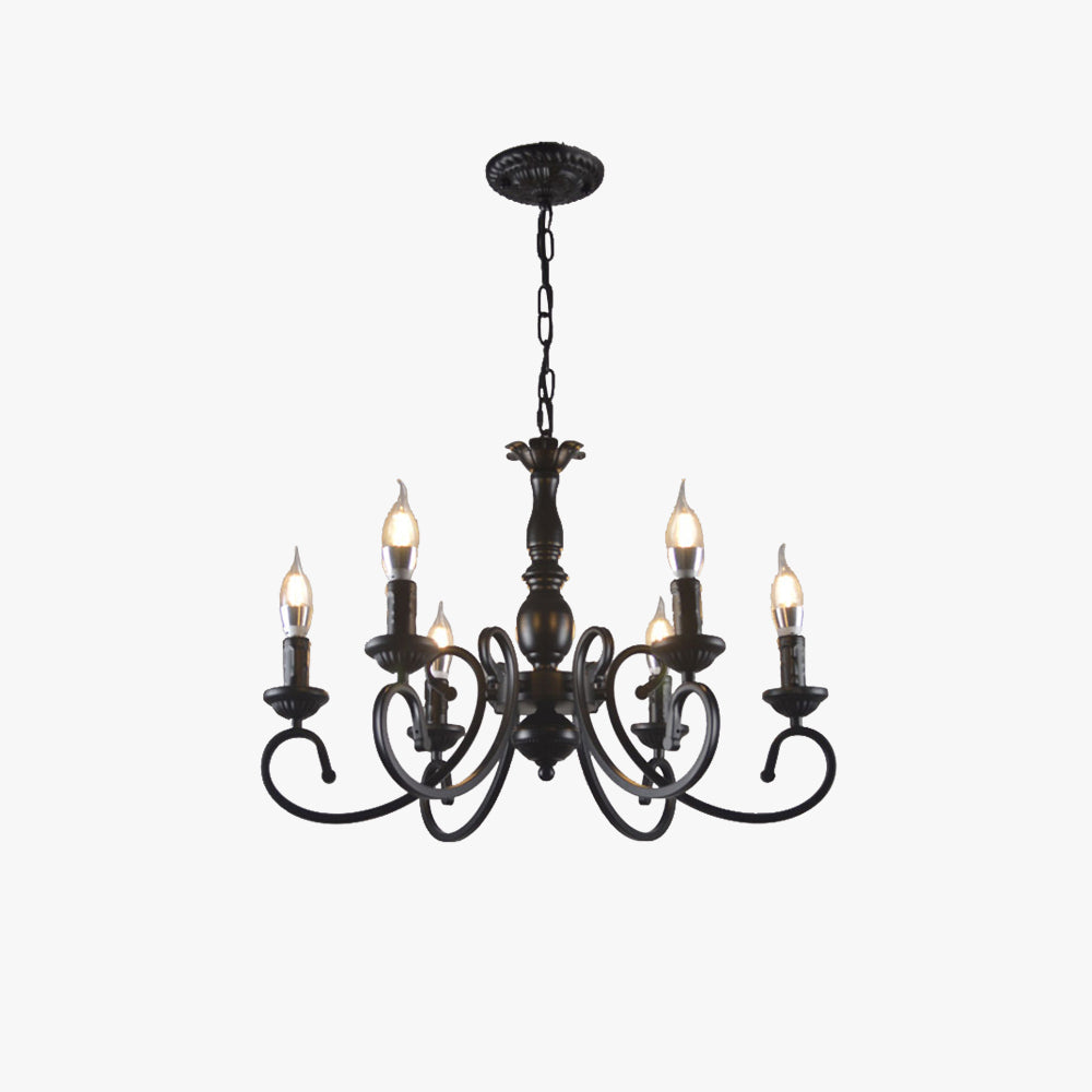 Silva Creative Retro Candle Chandelier Black Metal Bedroom - Neutralighting