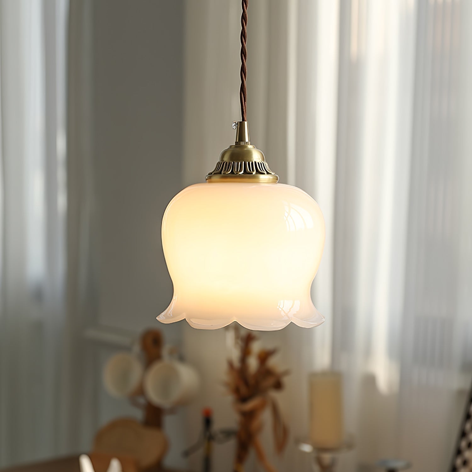 BlossomLume Brass and Resin Pendant Light Inspired by Flowers