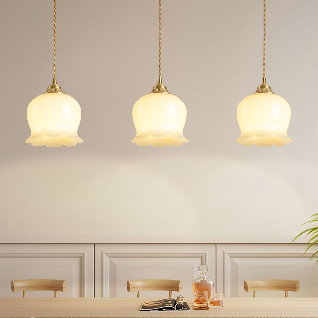 BlossomLume Brass and Resin Pendant Light Inspired by Flowers