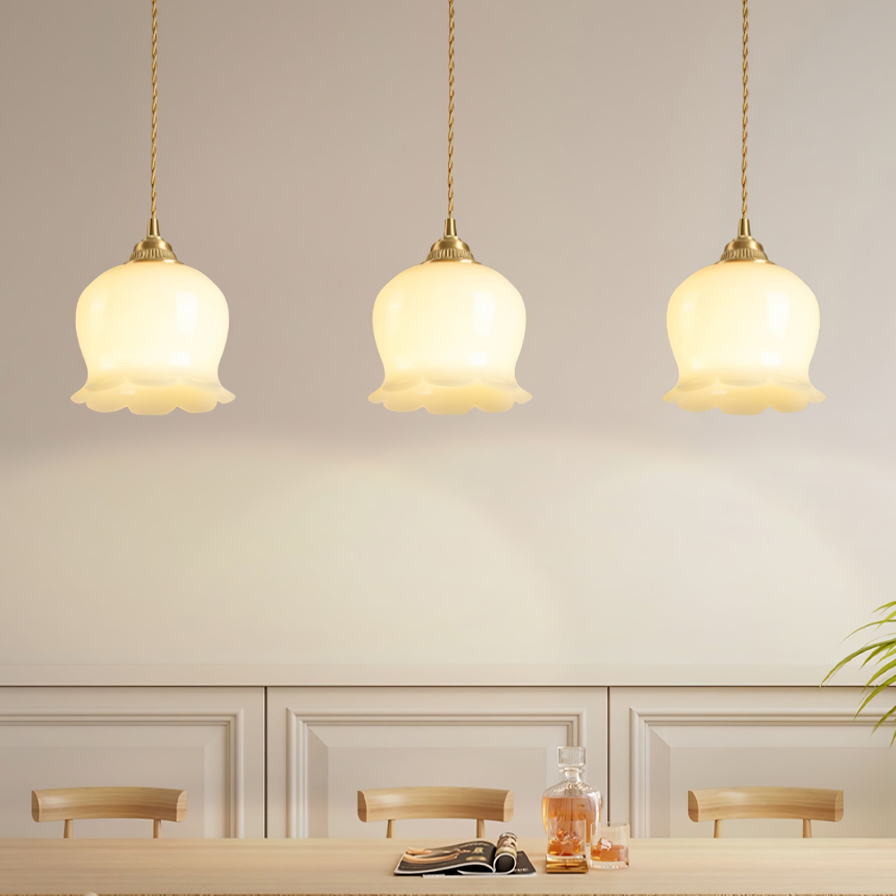 BlossomLume Brass and Resin Pendant Light Inspired by Flowers
