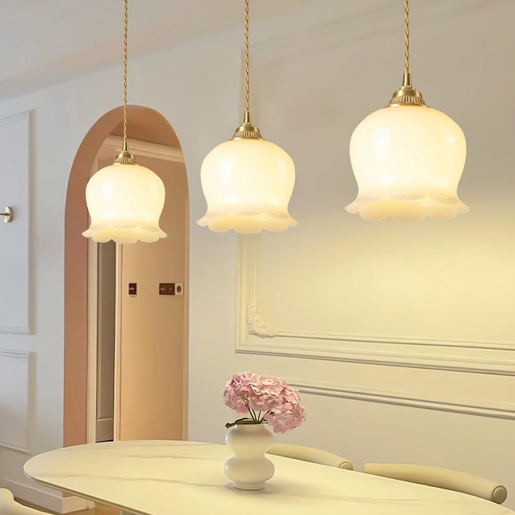BlossomLume Brass and Resin Pendant Light Inspired by Flowers