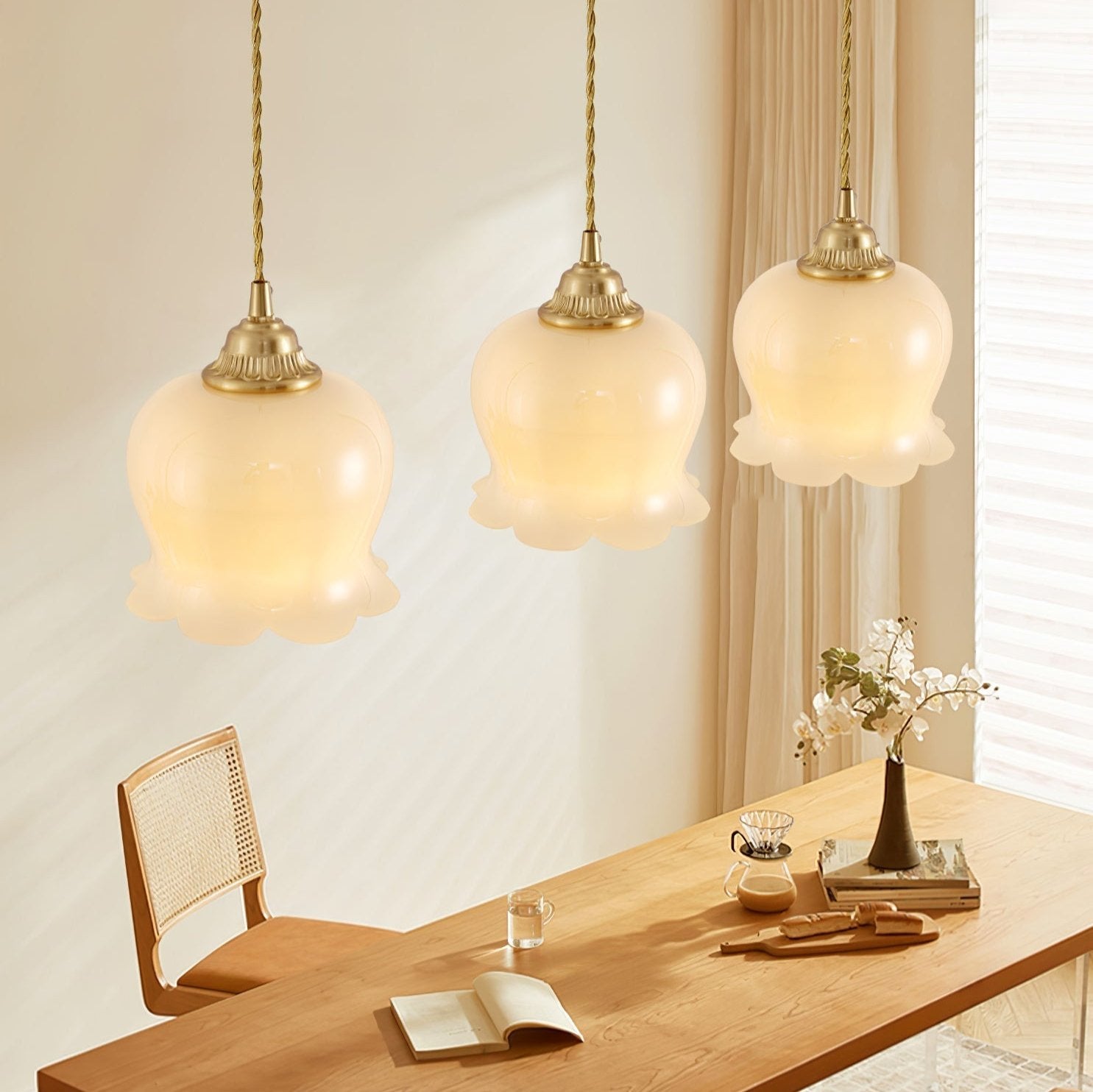 BlossomLume Brass and Resin Pendant Light Inspired by Flowers