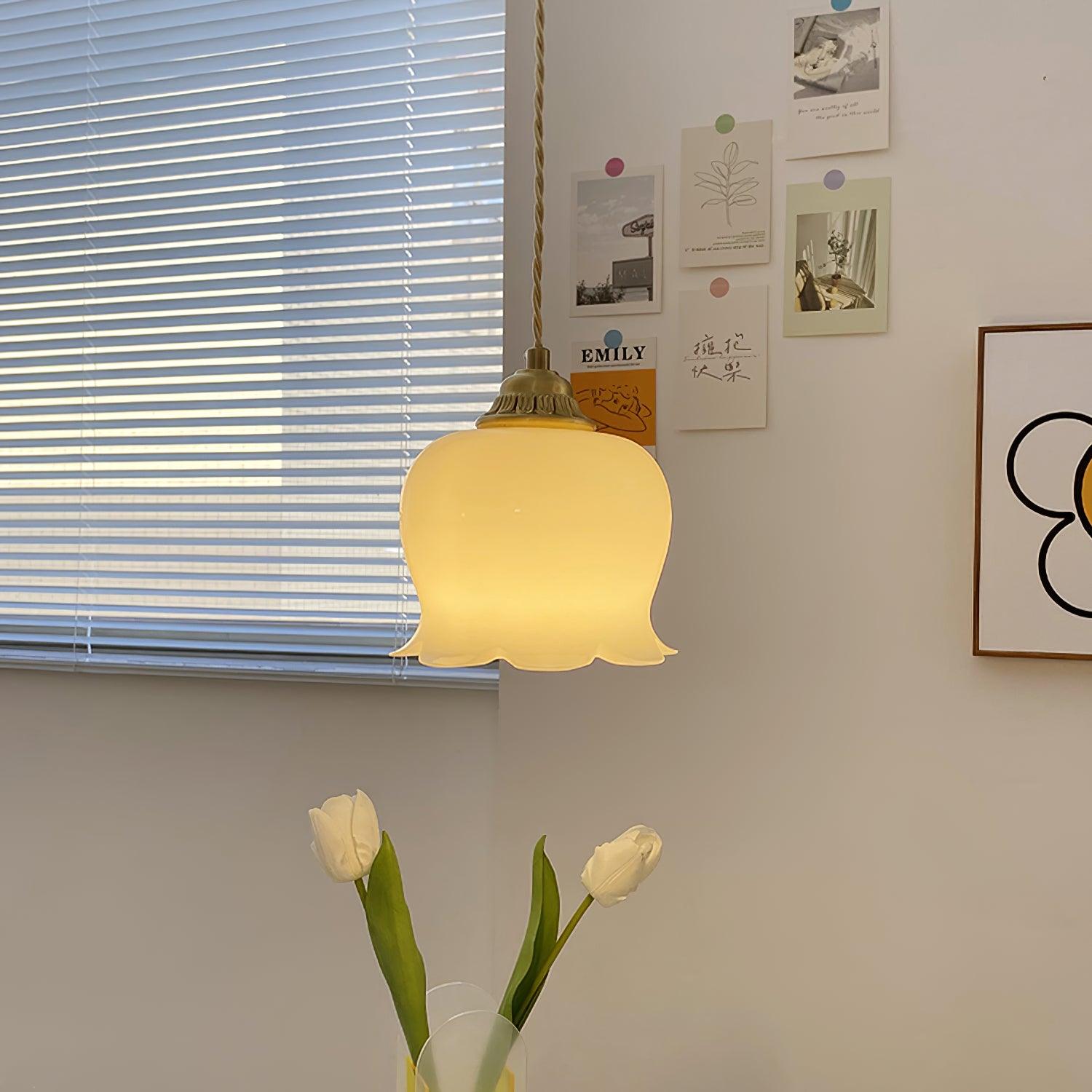 BlossomLume Brass and Resin Pendant Light Inspired by Flowers