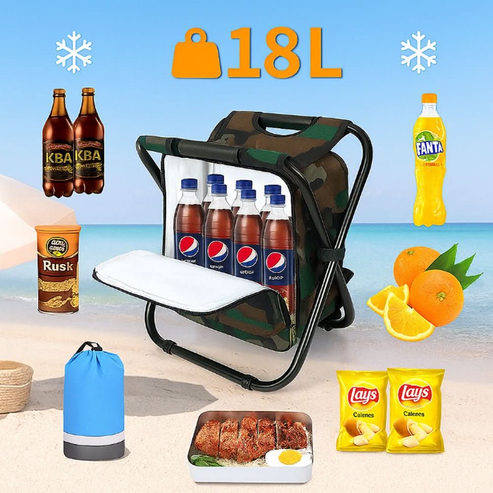 Mochila de camuflagem 3 em 1 CamoMate — cadeira dobrável e saco térmico integrados