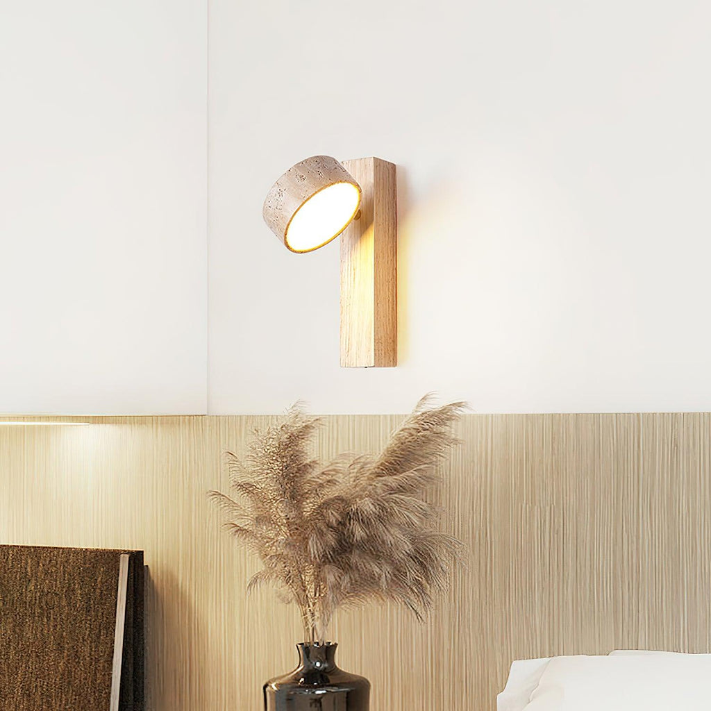 Jovan Wall Light Travertine Wood | ventumra