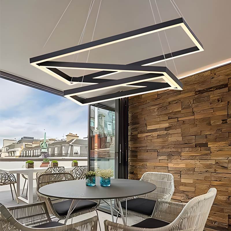 Modern Black Tiered Rectangular Chandelier For Contemporary Interiors | Ventumra