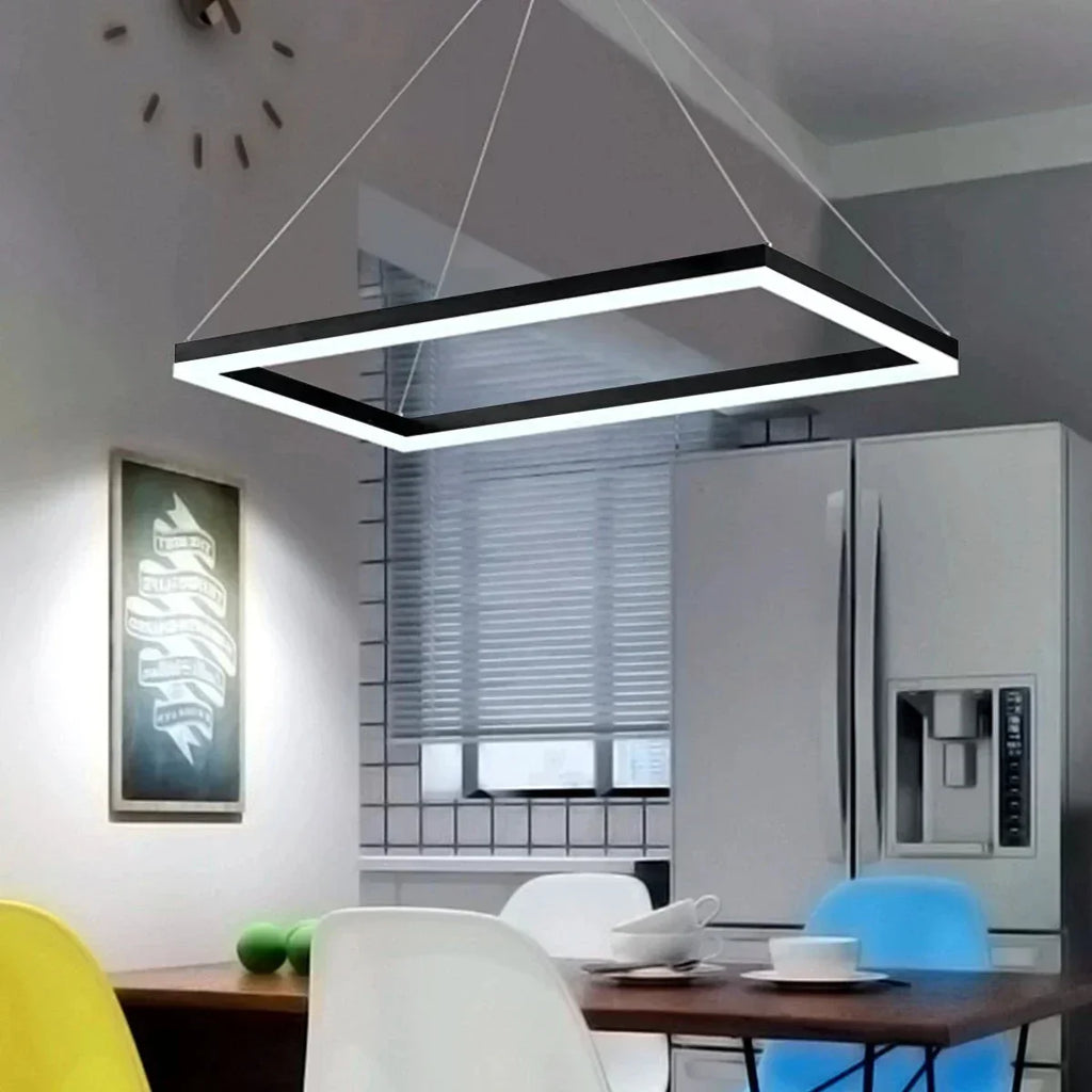 Modern Black Tiered Rectangular Chandelier For Contemporary Interiors | Ventumra