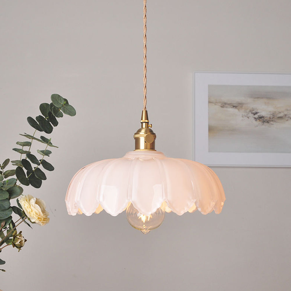 Solara Translucent Glass Pendant Light With Copper Base