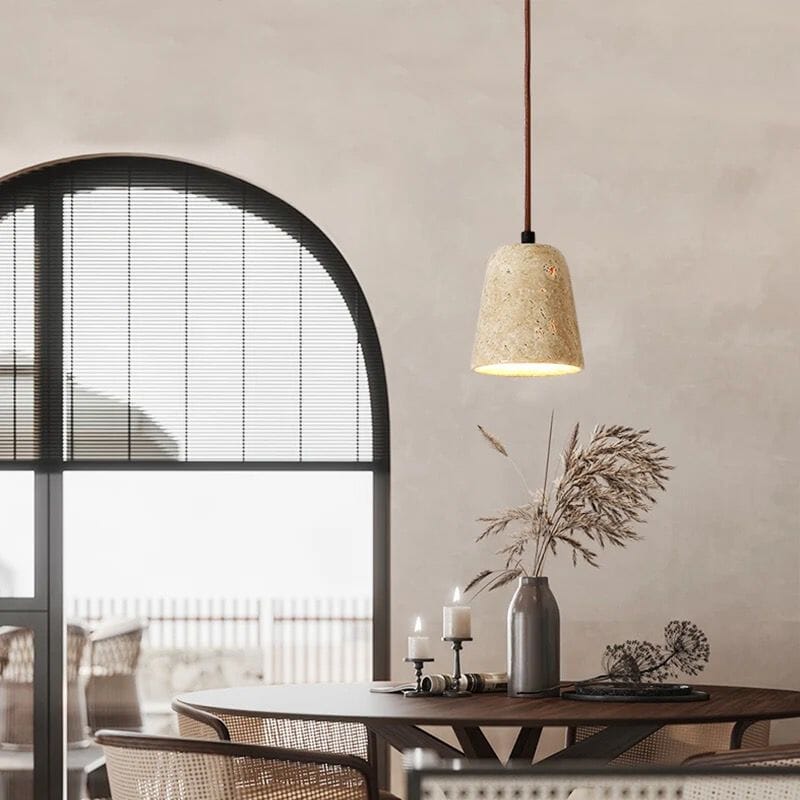 Ardent Travertine Cement Pendant Light With Wabi Studio Style