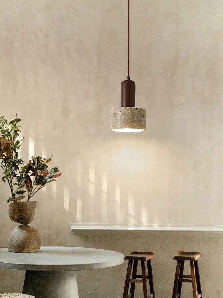 Ardent Travertine Cement Pendant Light With Wabi Studio Style