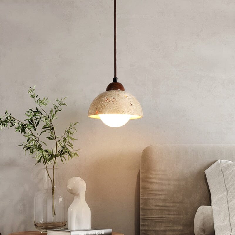 Ardent Travertine Cement Pendant Light With Wabi Studio Style