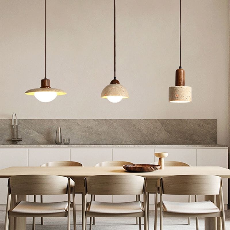 Ardent Travertine Cement Pendant Light With Wabi Studio Style