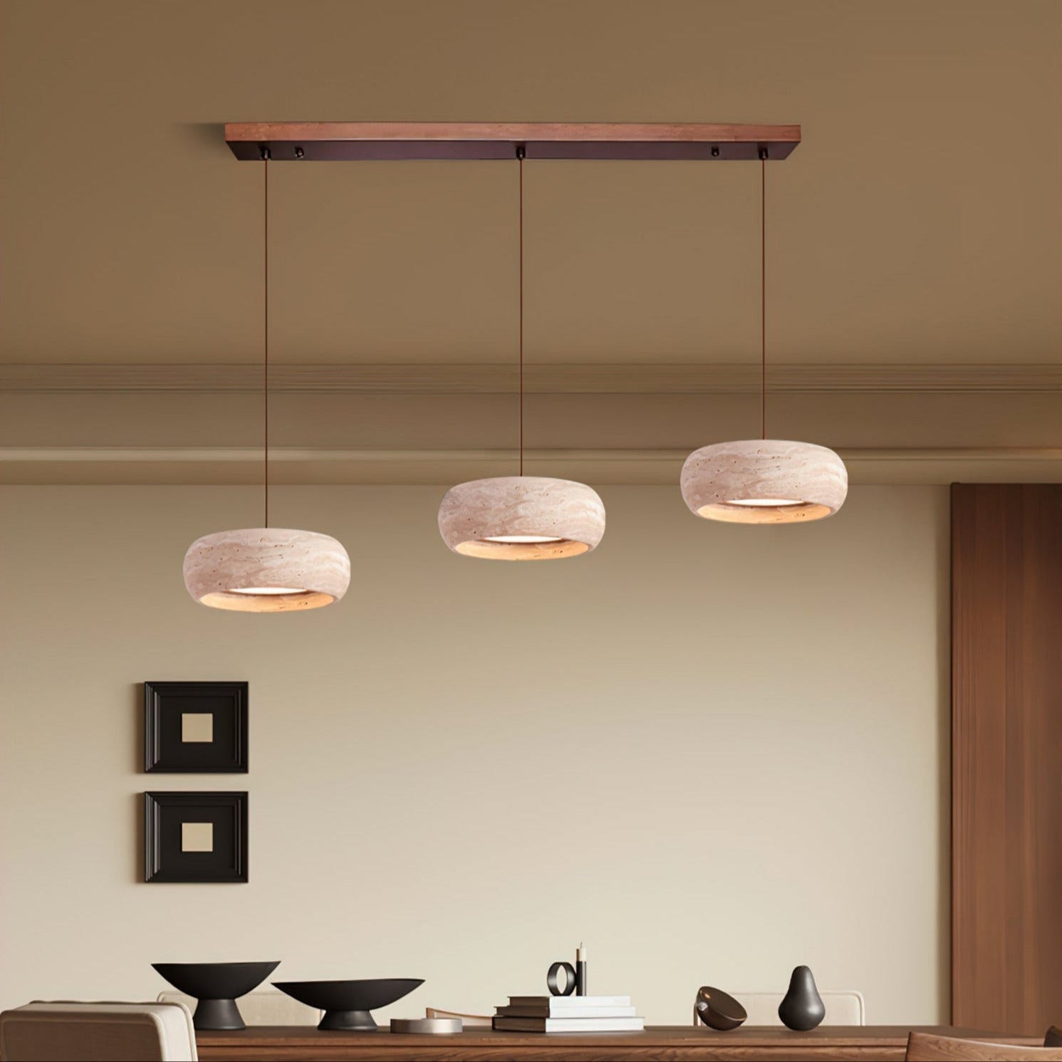 Tova Donut-Shaped Pendant Lights Travertine | ventumra