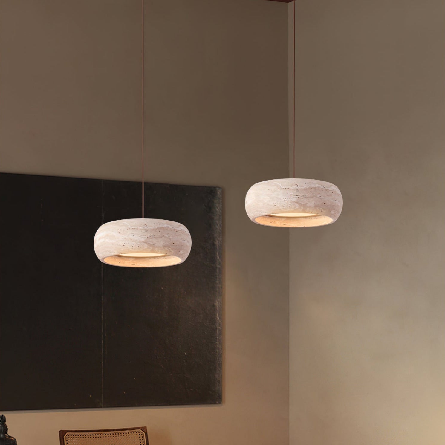 Tova Donut-Shaped Pendant Lights Travertine | ventumra