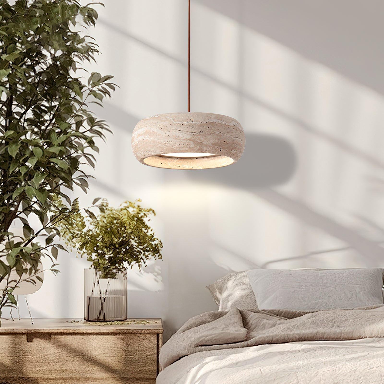 Tova Donut-Shaped Pendant Lights Travertine | ventumra