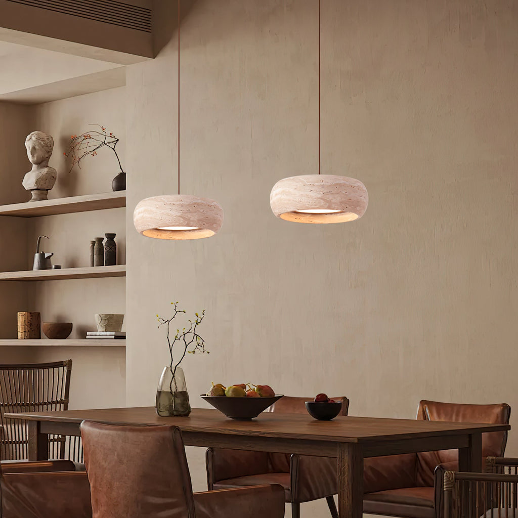 Tova Donut-Shaped Pendant Lights Travertine | ventumra