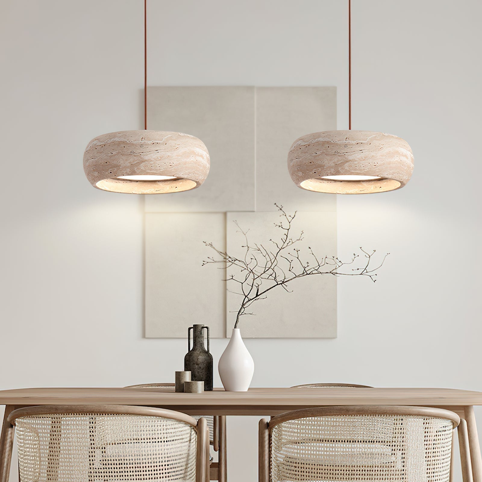 Tova Donut-Shaped Pendant Lights Travertine | ventumra