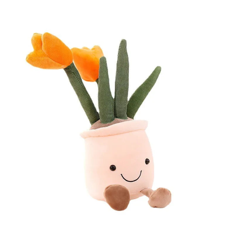 Glad mjuk leksak med blommotiv — färgglad blomdesign