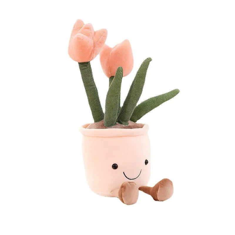 Glad mjuk leksak med blommotiv — färgglad blomdesign