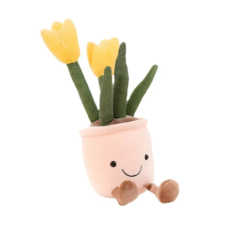 Glad mjuk leksak med blommotiv — färgglad blomdesign