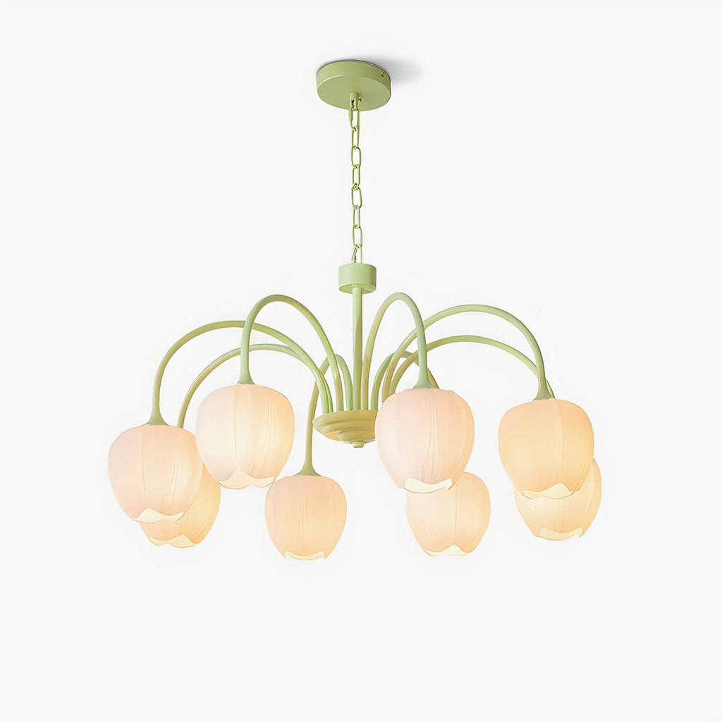 Romantic Tulip Chandelier In Matcha Green Finish | Ventumra