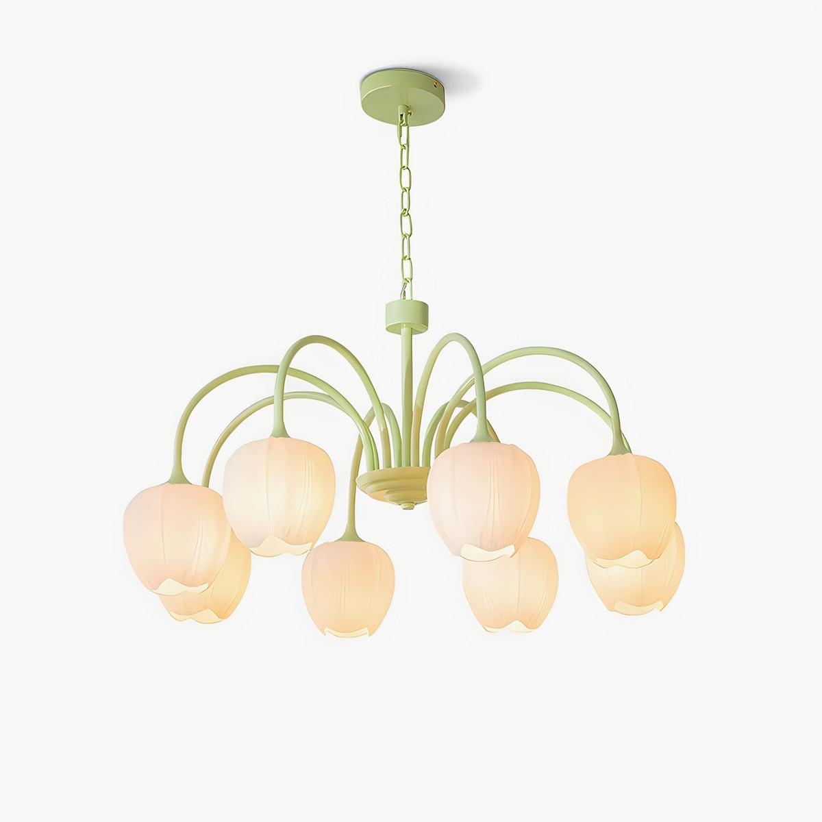 Romantic Tulip Chandelier In Matcha Green Finish | Ventumra