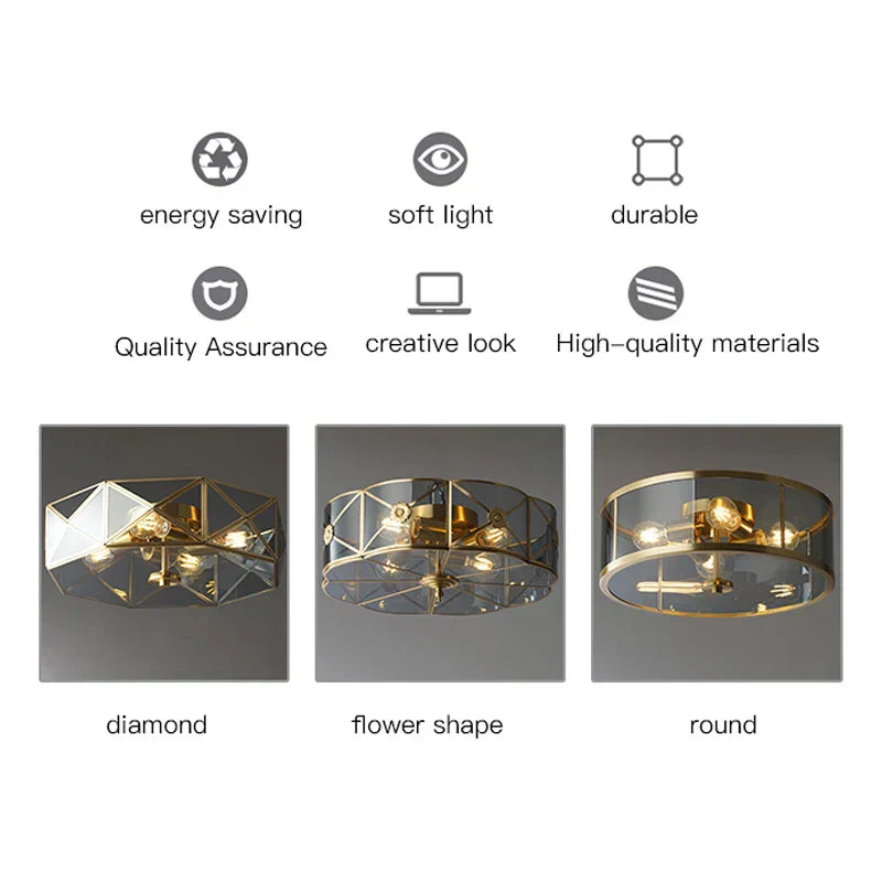Elowen Copper Glass Chandelier | Nordic LED Pendant Light