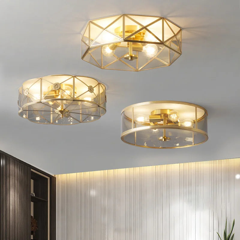 Elowen Copper Glass Chandelier | Nordic LED Pendant Light