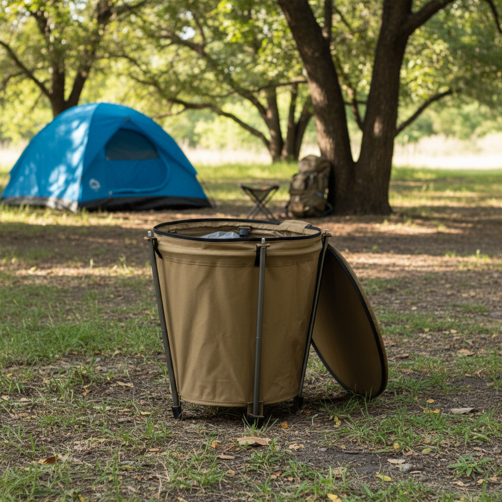 TrailNest zusammenklappbarer Campingbehälter — Fassungsvermögen 20 L, Oxford-Gewebe, PVC-Innenfutter