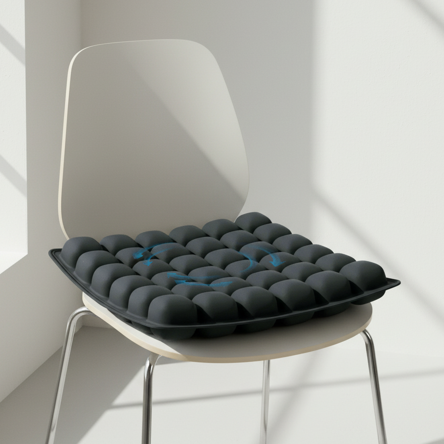 AeroEase Ergonomic Air Seat Cushion — 36 Isolated Pockets, Adjustable Inflation