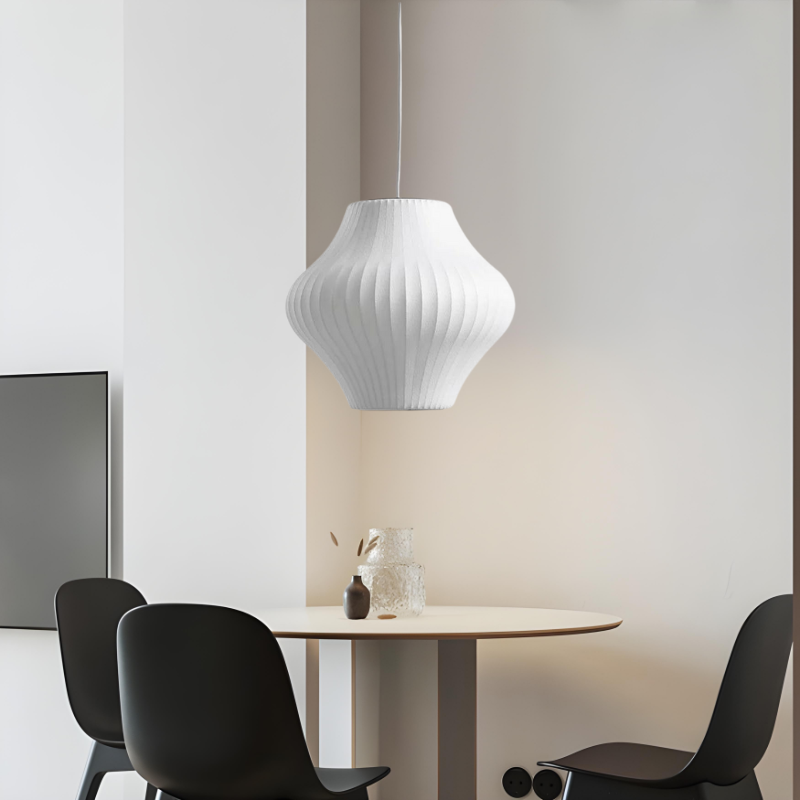 LumiBulle Silk And Steel Pendant Light For Modern Spaces