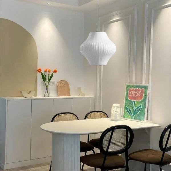LumiBulle Silk And Steel Pendant Light For Modern Spaces