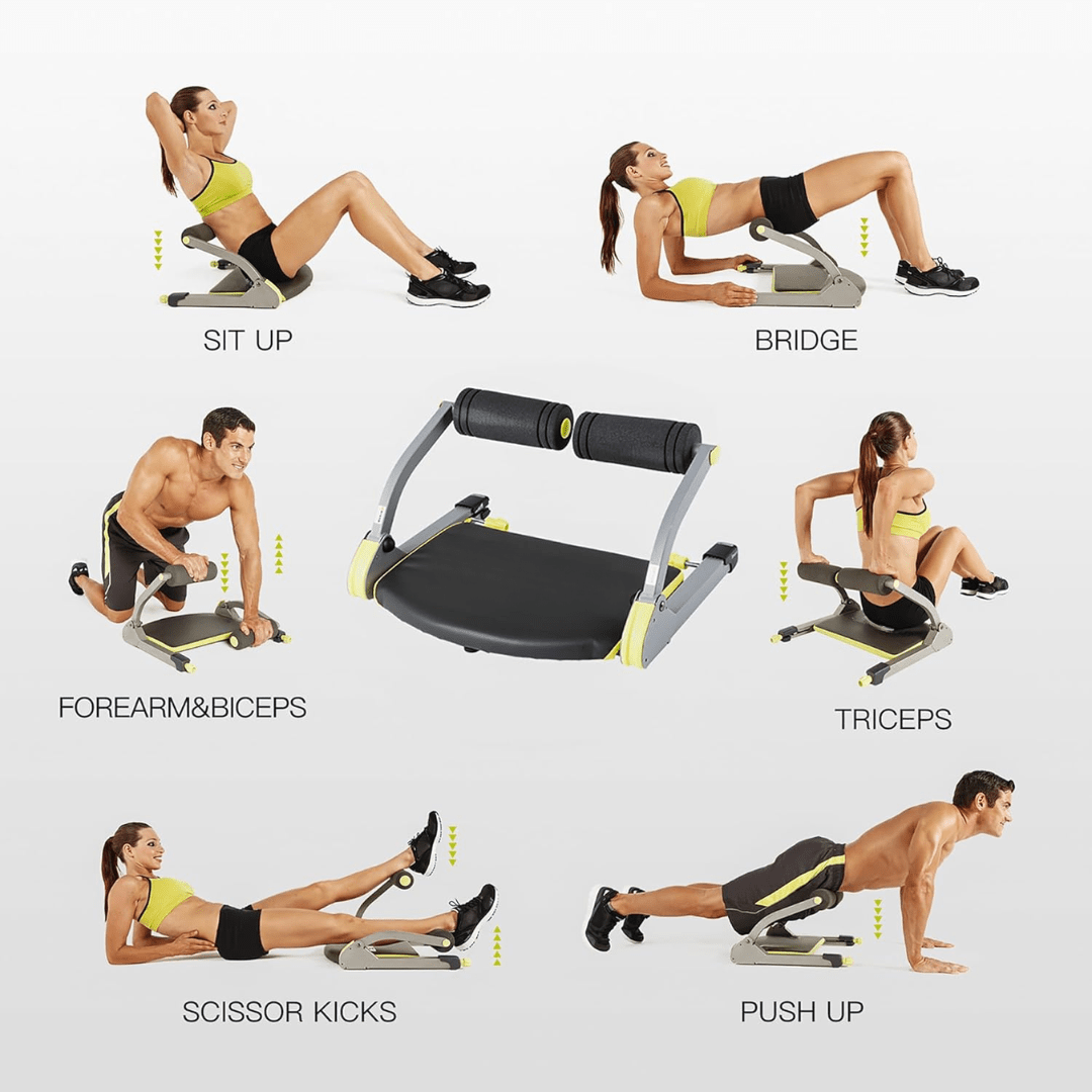 NovaFlex kompakter Bauchtrainer — geschwungenes Bogendesign, stabile Core-Plattform für den Boden