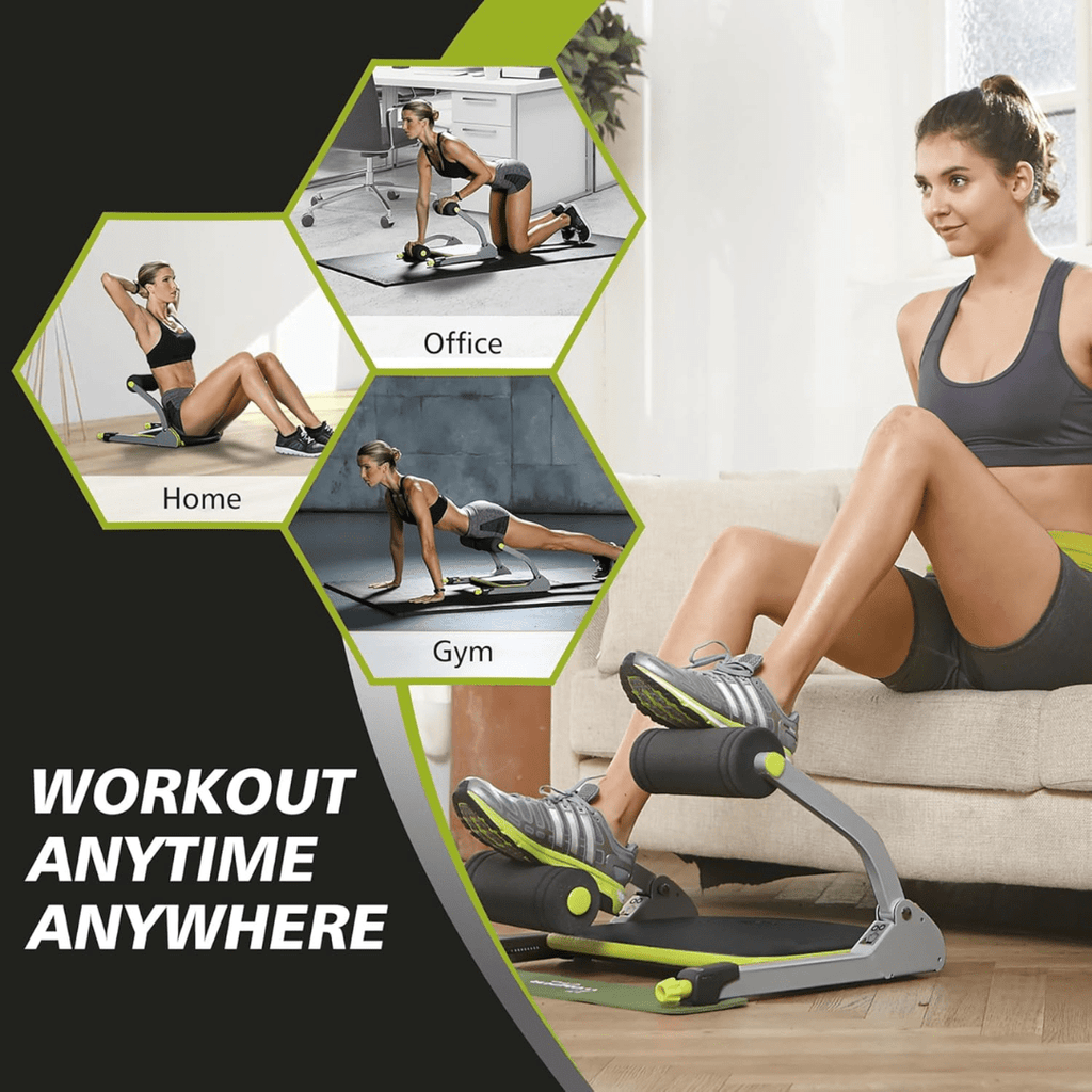 NovaFlex kompakter Bauchtrainer — geschwungenes Bogendesign, stabile Core-Plattform für den Boden