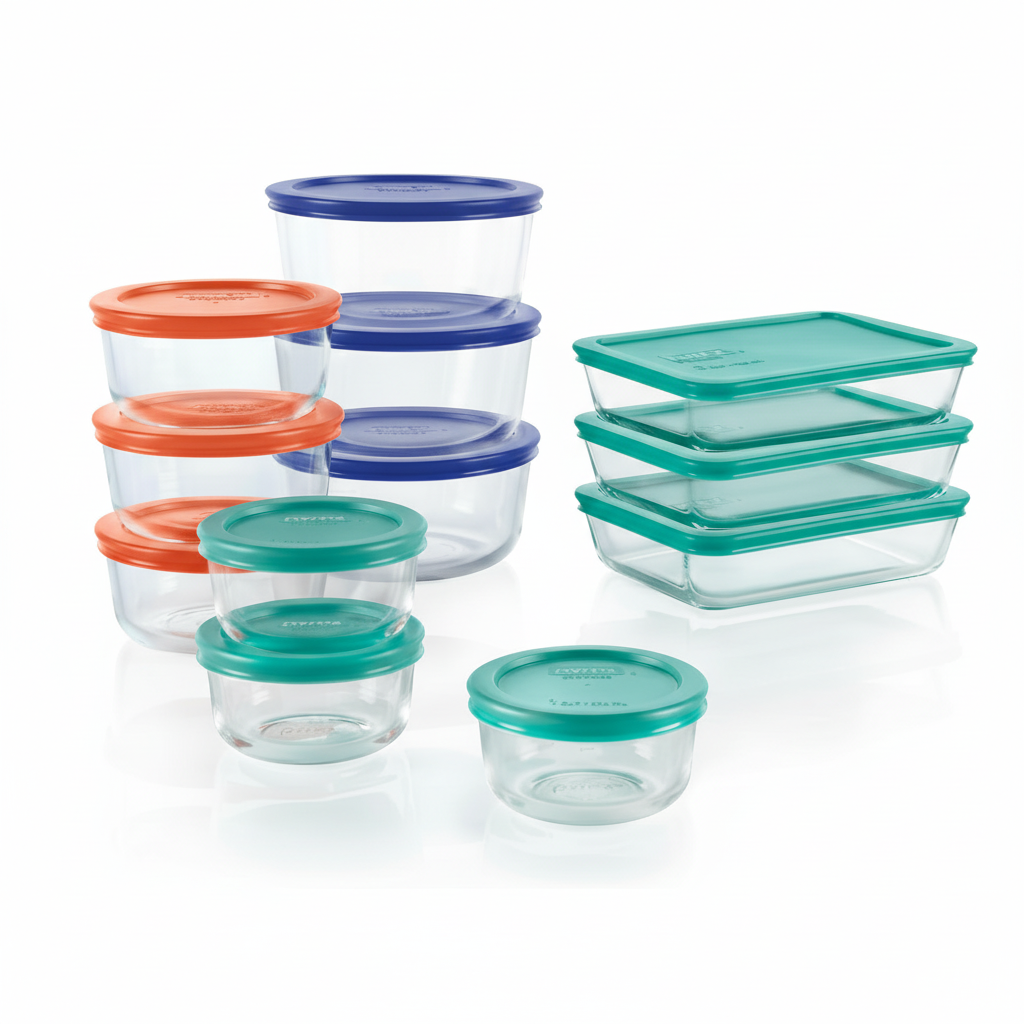 طقم كريستال فولت لتخزين الطعام الزجاجي محكم الإغلاق من 12 قطعة — أغطية قفل آمنة