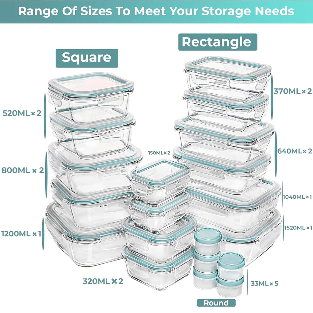 ClearNest 35-Piece Airtight Food Storage Set — Assorted Sizes, Snap-Lid Containers