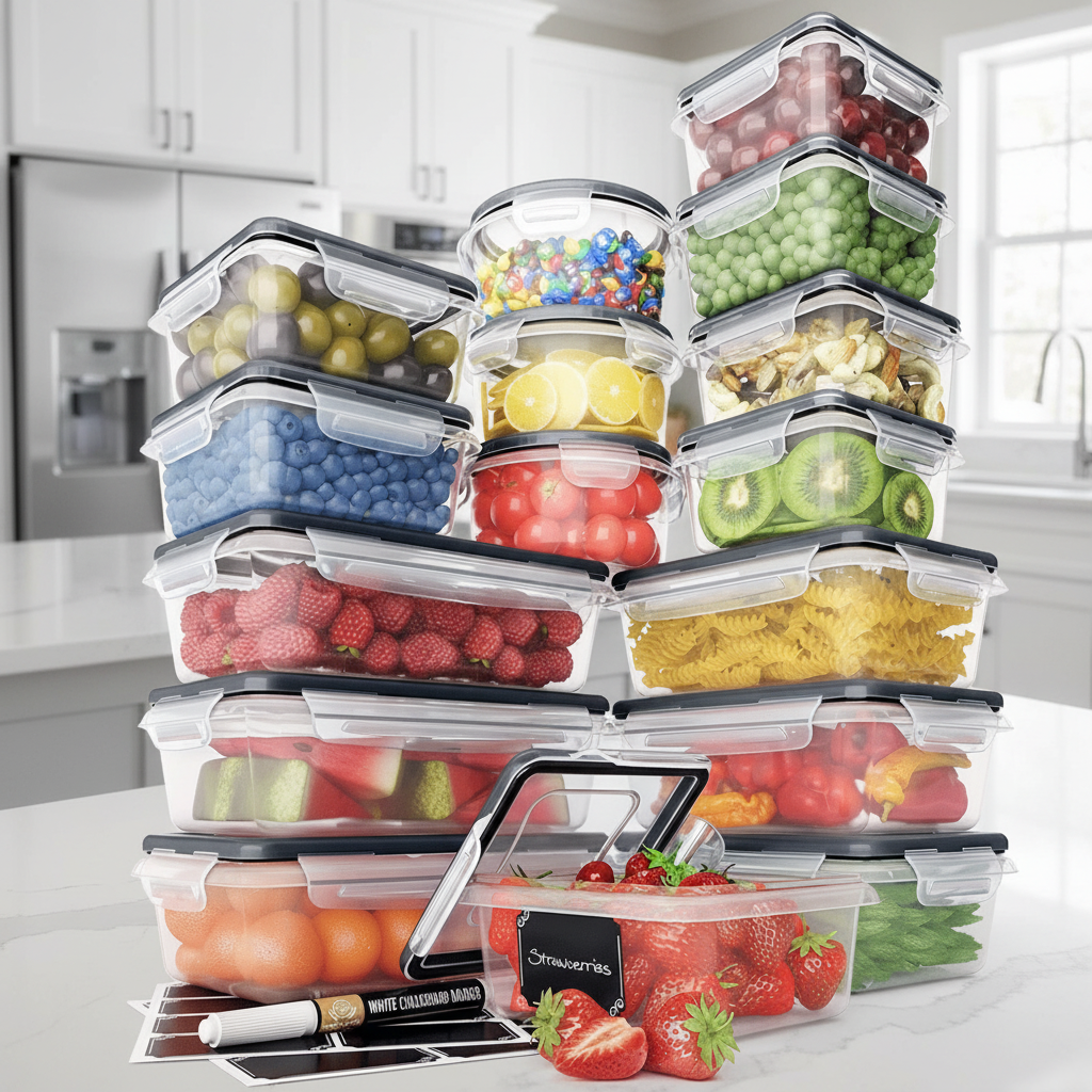Bright Stack 16 Airtight Storage Boxes — Snap-Fit Covers, Tapered Nesting Base