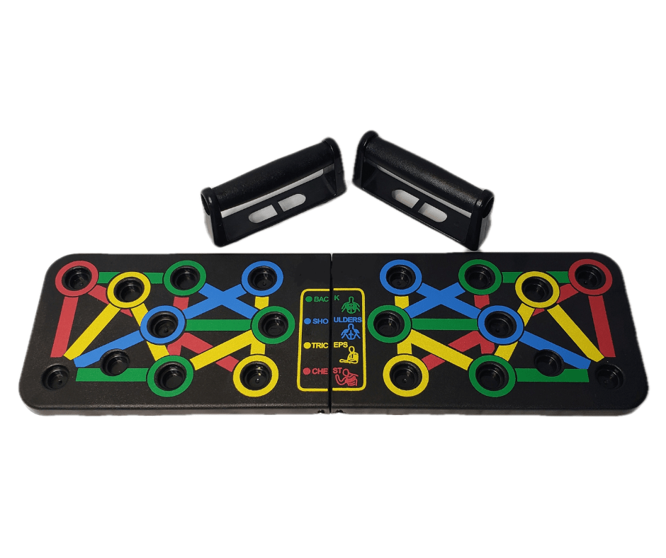 PulseFlex 14-In-1 Push-Up Board — Colour-Marked Grip Slots, Compact Base