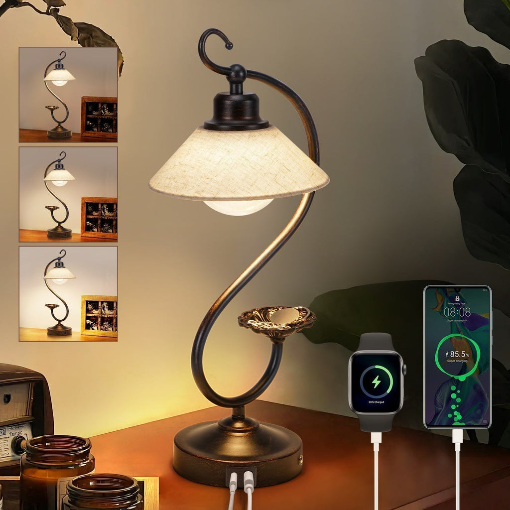 Elara Vintage Flower Table Lamp Dimmable LED Nightstand