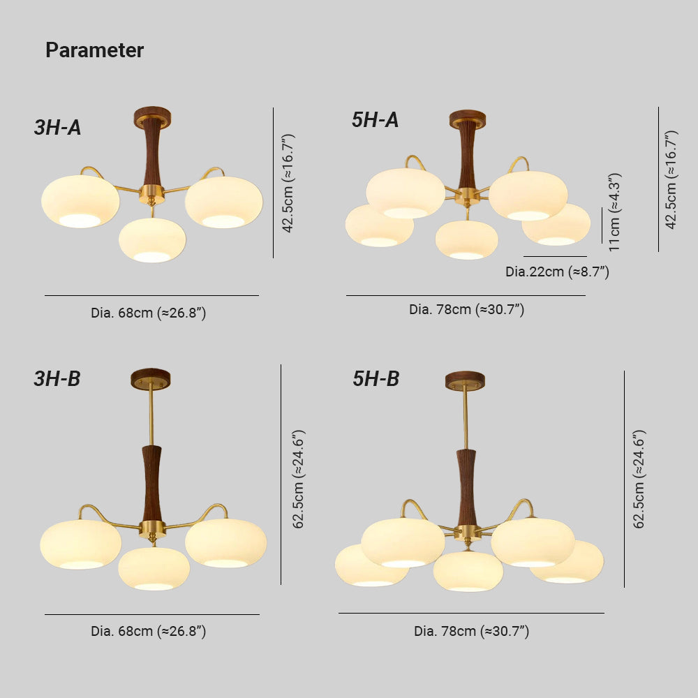 Candy Brass Wooden Glass Persimmon Chandelier | ventumra
